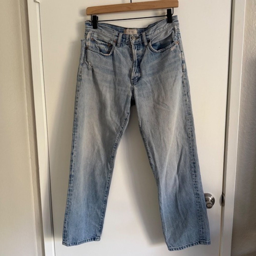 Free People We The Free Straight Leg Button Fly Jeans Womens 26 Distressed - Picture 1 of 6
